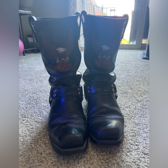 Harley Davidson Darren Leather Embroidered Eagle Logo Riding Boots Men 10.5 READ main image 12